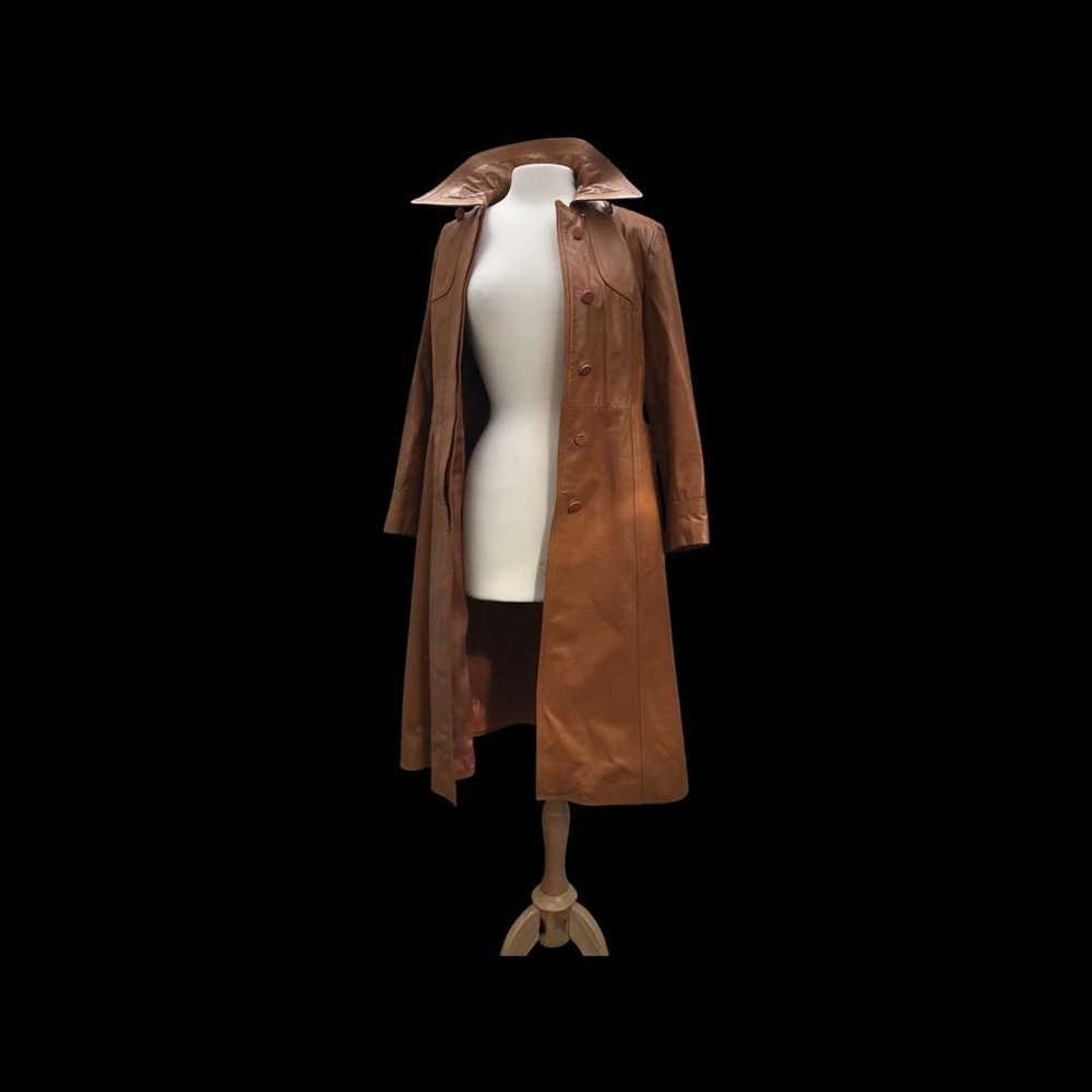 Vintage 70’s Vintage Leather Cape Coat Butterscot… - image 9