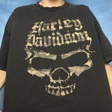 Vintage Harley-Davidson Mens Davenport， IA USA Skull Motorcycle T