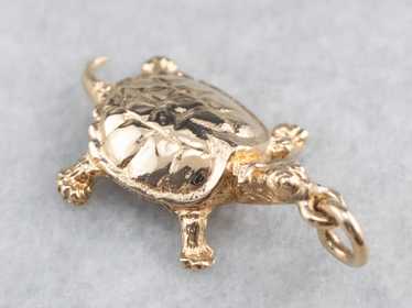 Vintage Gold Turtle Charm Pendant - image 1