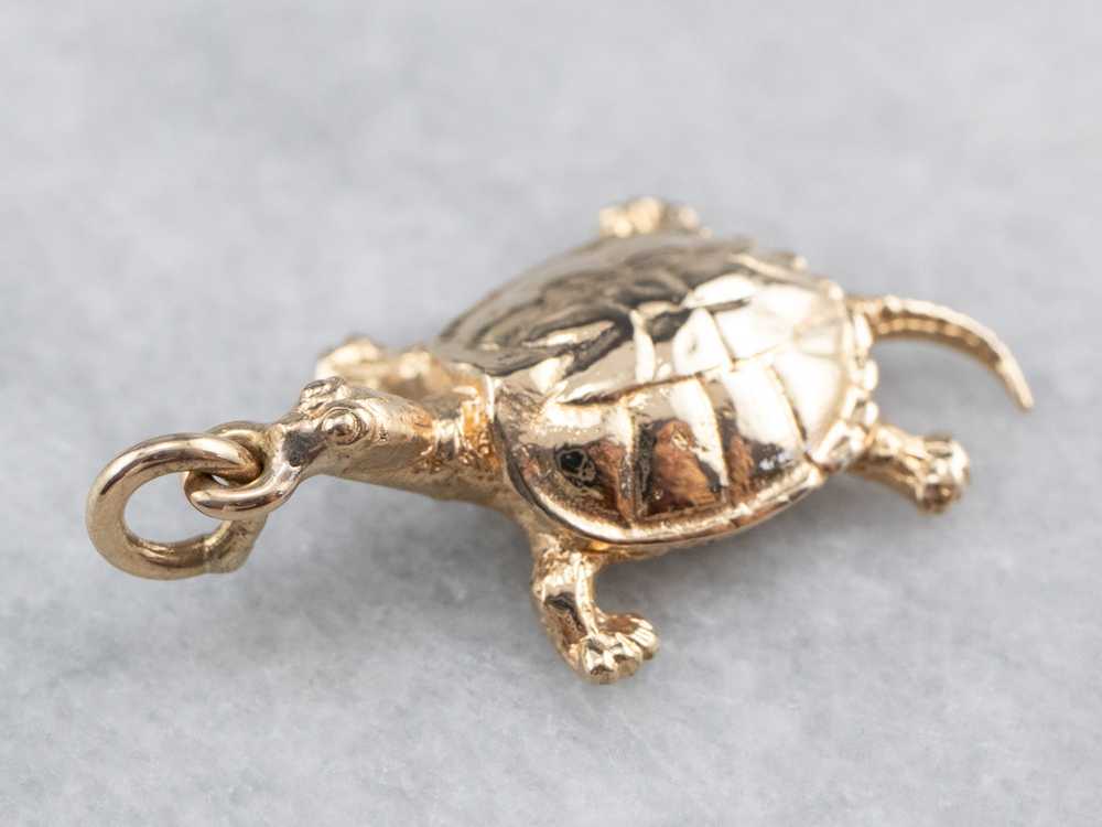 Vintage Gold Turtle Charm Pendant - image 3