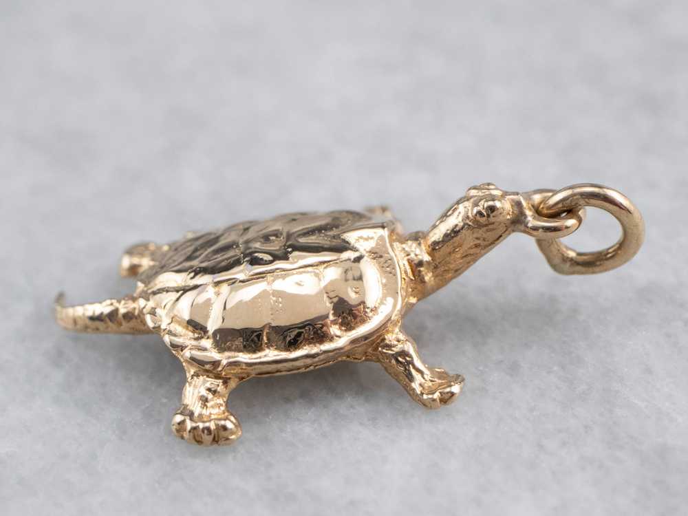 Vintage Gold Turtle Charm Pendant - image 4