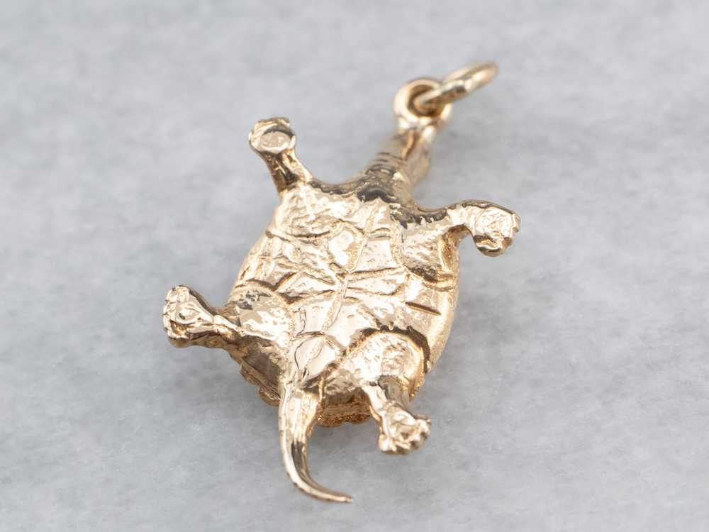 Vintage Gold Turtle Charm Pendant - image 5