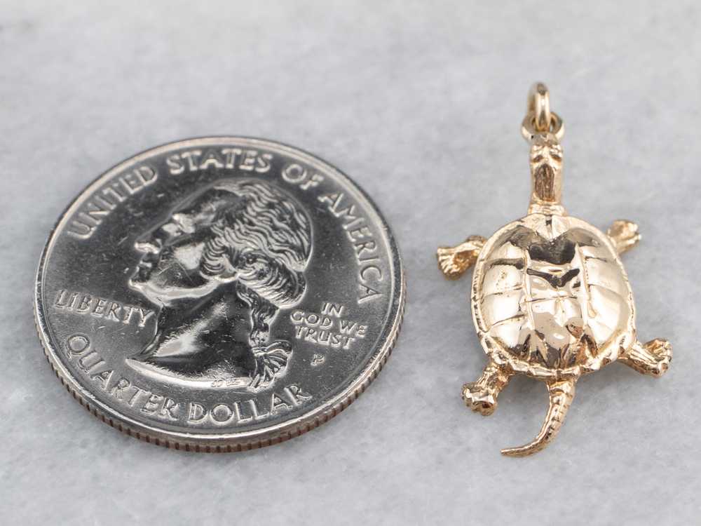 Vintage Gold Turtle Charm Pendant - image 7