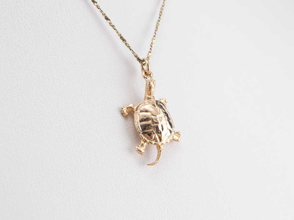 Vintage Gold Turtle Charm Pendant - image 8