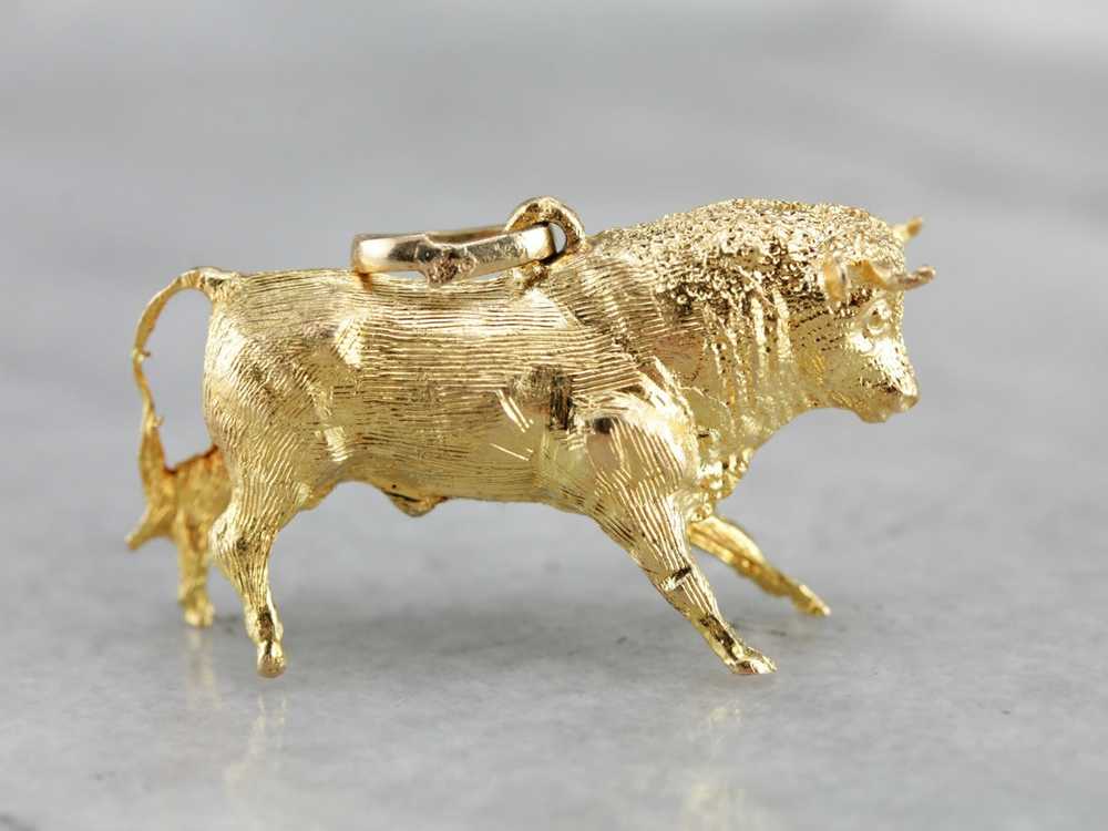 Detailed Gold Bull Charm or Pendant - image 2