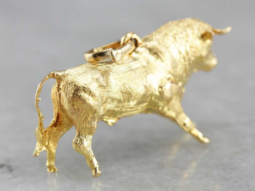 Detailed Gold Bull Charm or Pendant - image 3