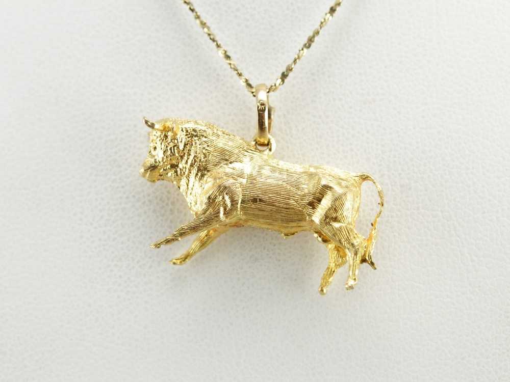 Detailed Gold Bull Charm or Pendant - image 5