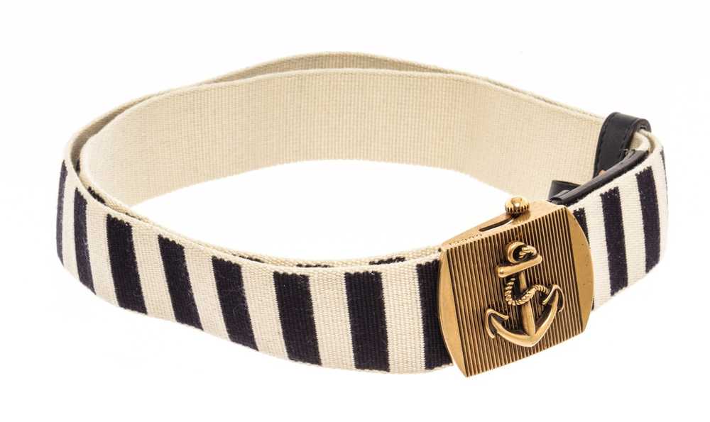 Gucci Gucci Mens Navy / White Fabric Brass Anchor… - image 2
