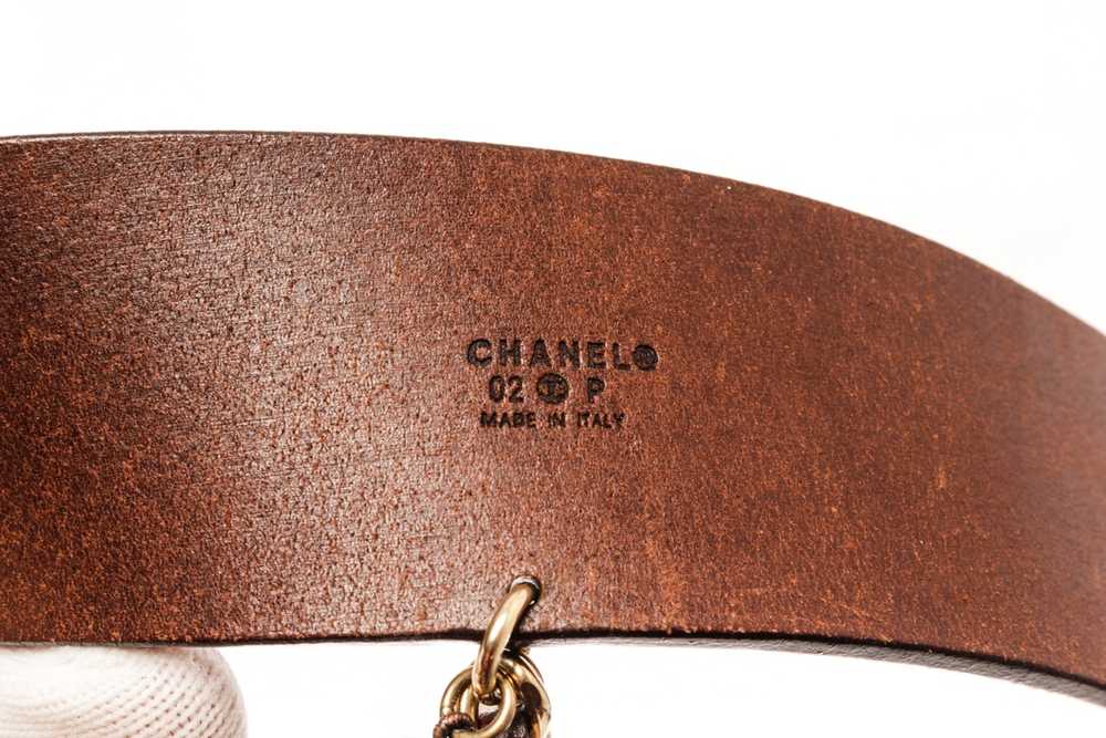 Chanel Chanel Dark Brown Gold Leather Pearl Belt - image 9