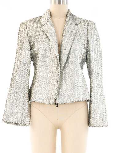 Silver Sequin Embellished Cropped Jacket - image 1
