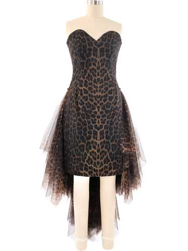 Patrick Kelly Leopard Printed Tulle Cocktail Dress