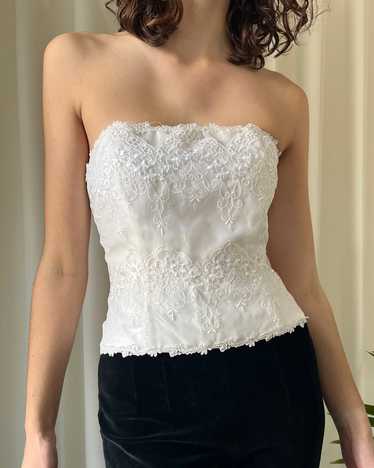 Y2K Embroidered Bustier Top