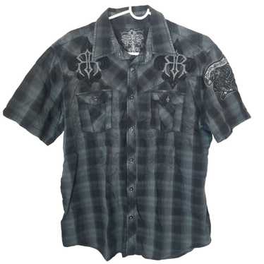 Roar Roar XL Plaid Embroidered Button Front Keevan