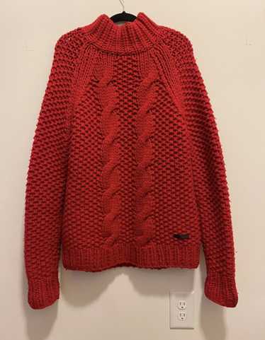 Burberry Brit Maroon Fisherman Cable Knit Sweater Mock buy Neck Medium