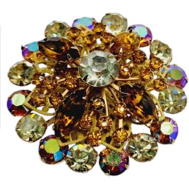Vintage Unsigned W Germany Rhinestone Layered Bro… - image 1