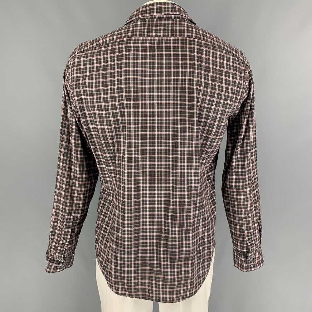 John Varvatos Black Red Plaid Cotton Long Sleeve … - image 3