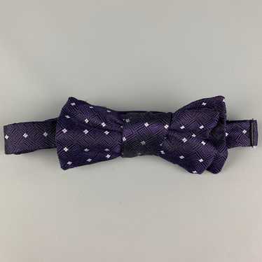 Charvet Purple & White Squares Silk Bow Tie
