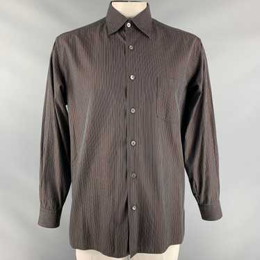 Ermenegildo Zegna Brown Stripe Cotton Button Down… - image 1