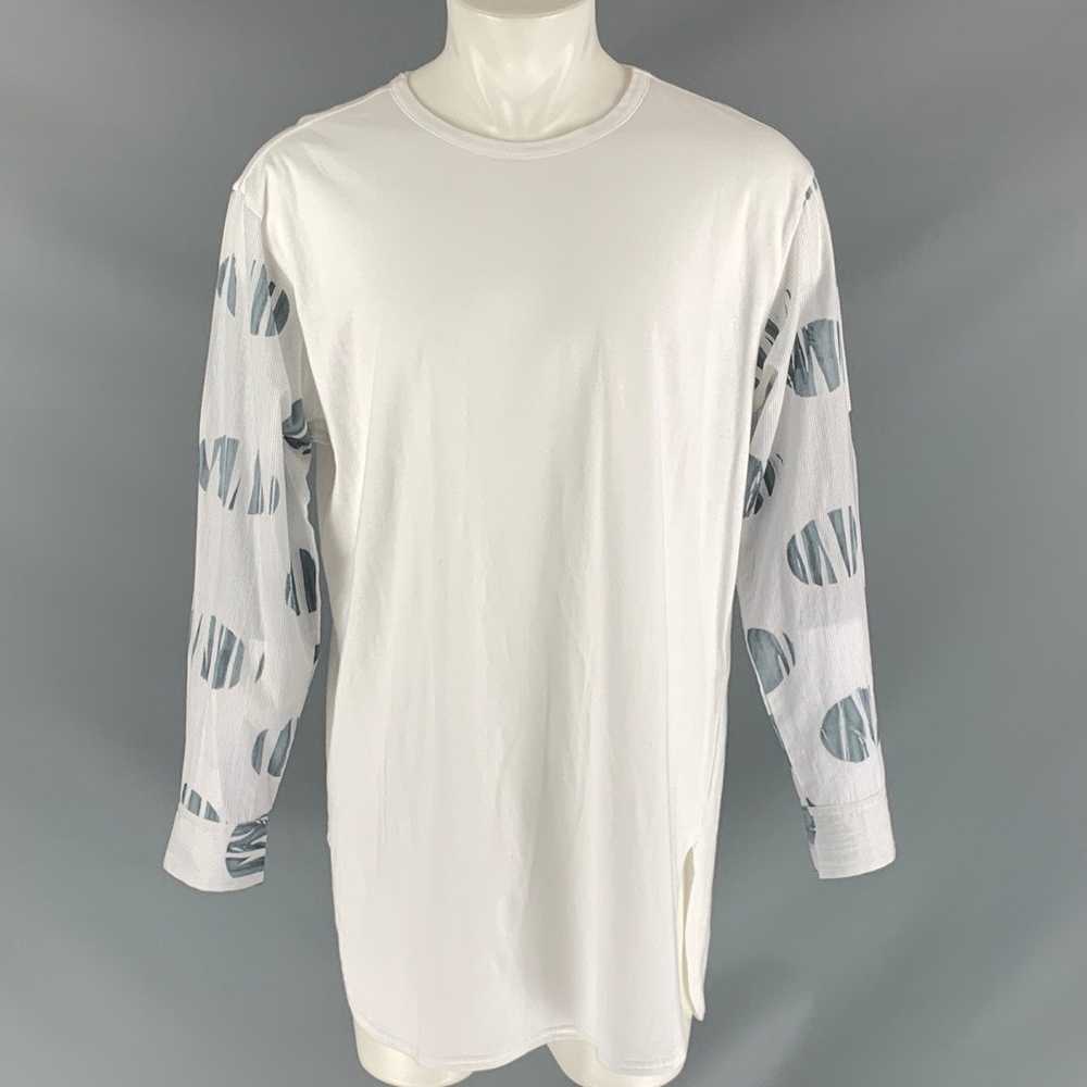 Yohji Yamamoto White Grey Mixed Fabrics Cotton Cr… - image 1