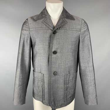 Prada Dark Gray Contrast Stitch Mohair Wool Jacket