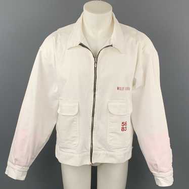 Willy Chavarria Chest White Cotton Zip Up Jacket