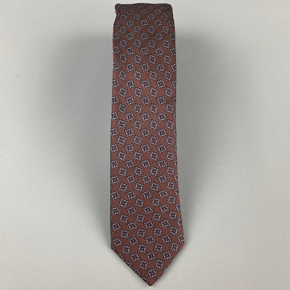 Burberry Prorsum Brown Silk Print Skinny Tie - image 1