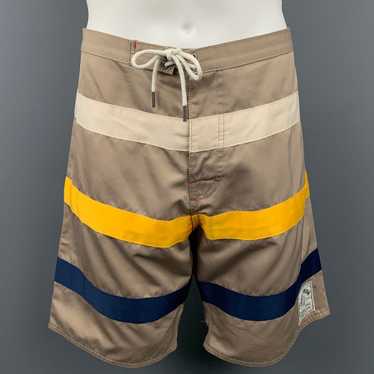 Iron And Resin Taupe Stripe Polyester Shorts - image 1