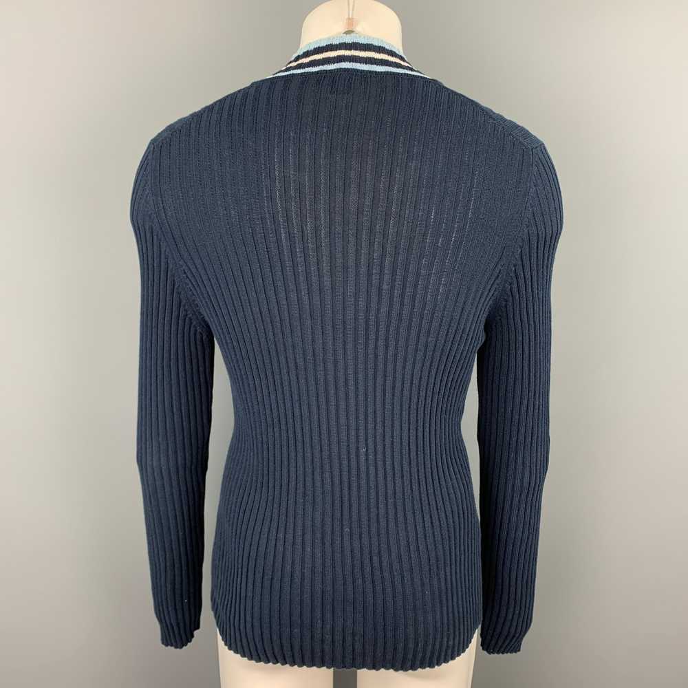 John Bartlett Navy Knitted Cotton VNeck Pullover - image 3