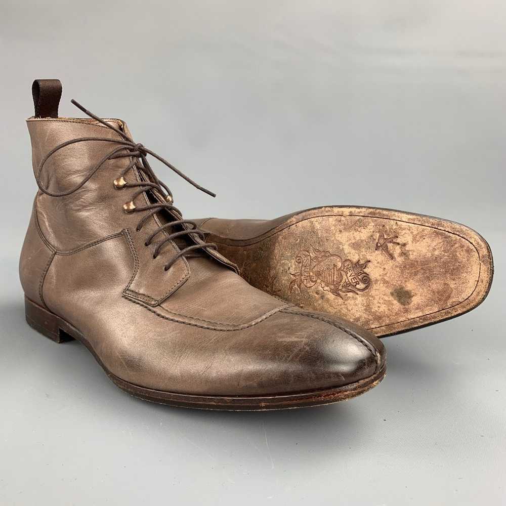 Paul Smith 9.5 Brown Distressed Leather Lace Up A… - image 3