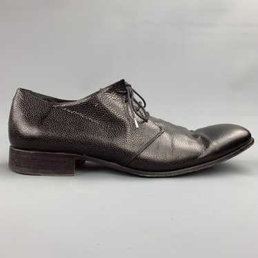 John Richmond Black Textured Leather Square Toe Lo