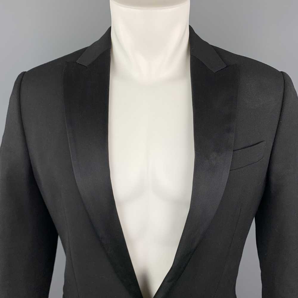 Dsquared2 Black Wool Blend Satin Peak Lapel Tuxed… - image 2