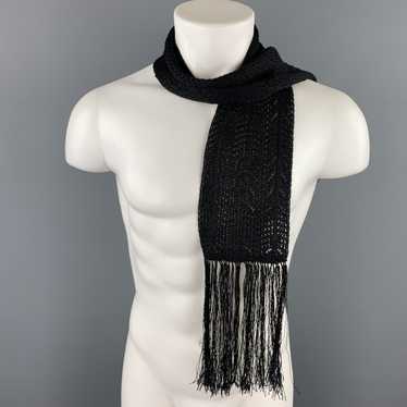 Yves Saint Laurent Black Knitted Silk Fringe Scarf - image 1