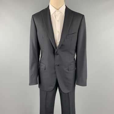 Belvest Long Black Stripe Wool Notch Lapel Suit - image 1