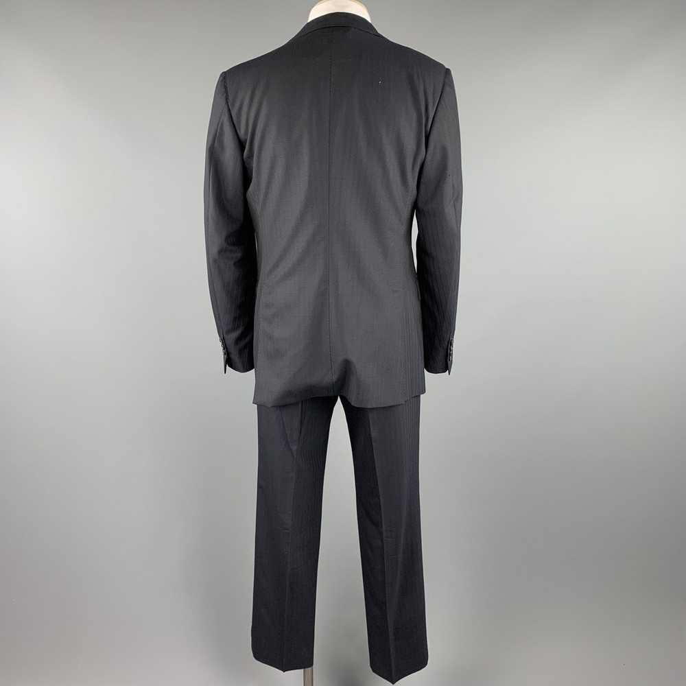 Belvest Long Black Stripe Wool Notch Lapel Suit - image 3