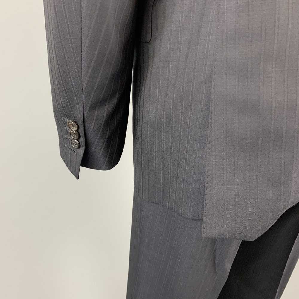 Belvest Long Black Stripe Wool Notch Lapel Suit - image 4