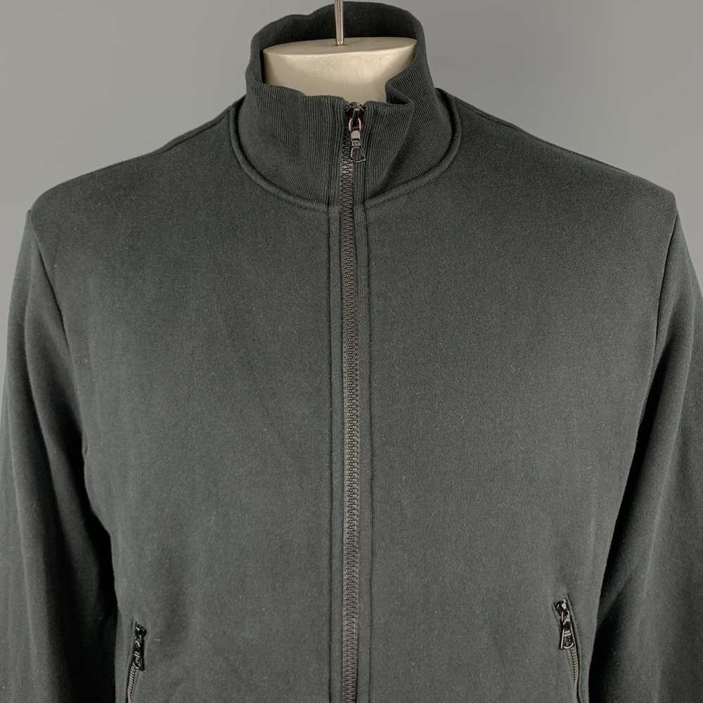 John Elliott Black Cotton High Collar Trim Zip Po… - image 2