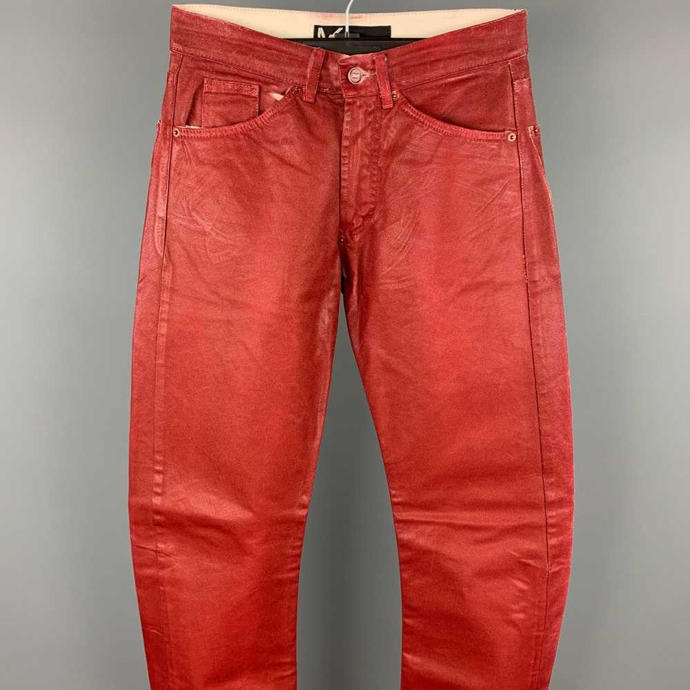 Andrew Mackenzie Red Coated Denim Zip Fly Jeans - image 2
