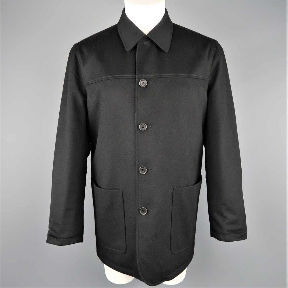 Ermenegildo Zegna Black Solid Wool Cashmere Rever… - image 1