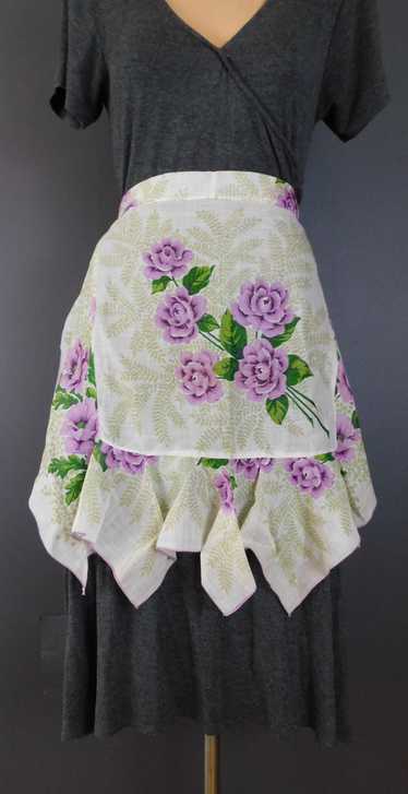 Vintage Lavender and Green Floral Hankies Apron, … - image 1