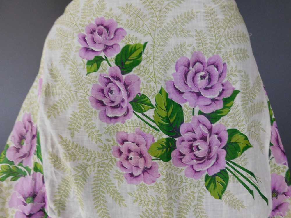 Vintage Lavender and Green Floral Hankies Apron, … - image 3