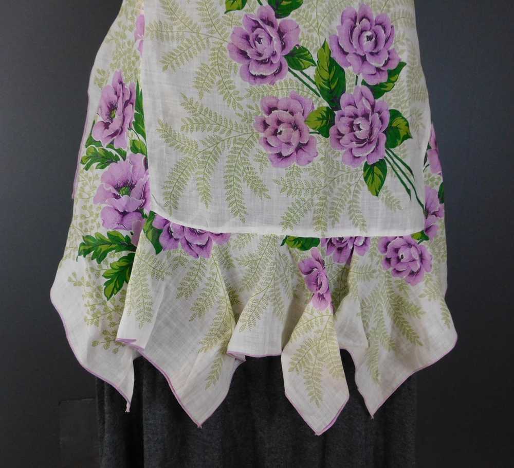 Vintage Lavender and Green Floral Hankies Apron, … - image 4