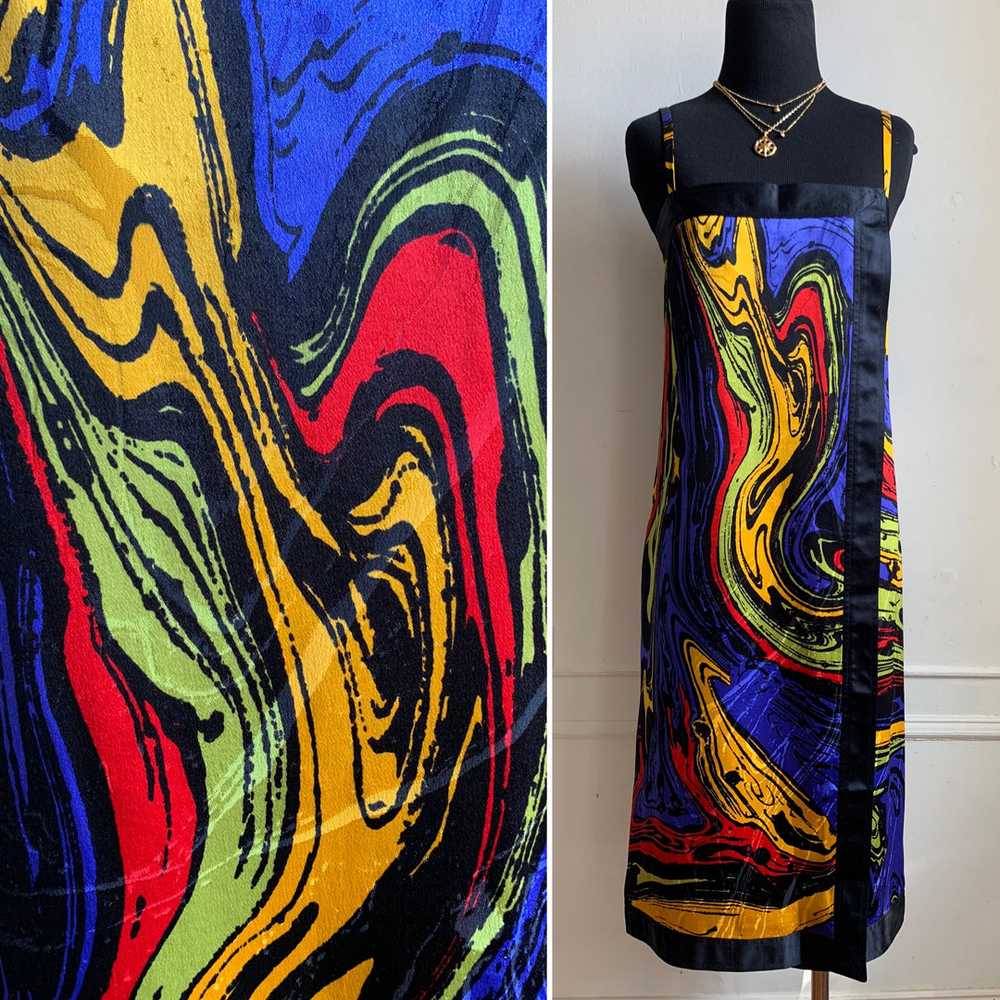 Vintage Gucci 100% Silk Multicolor Marbleized Wra… - image 1