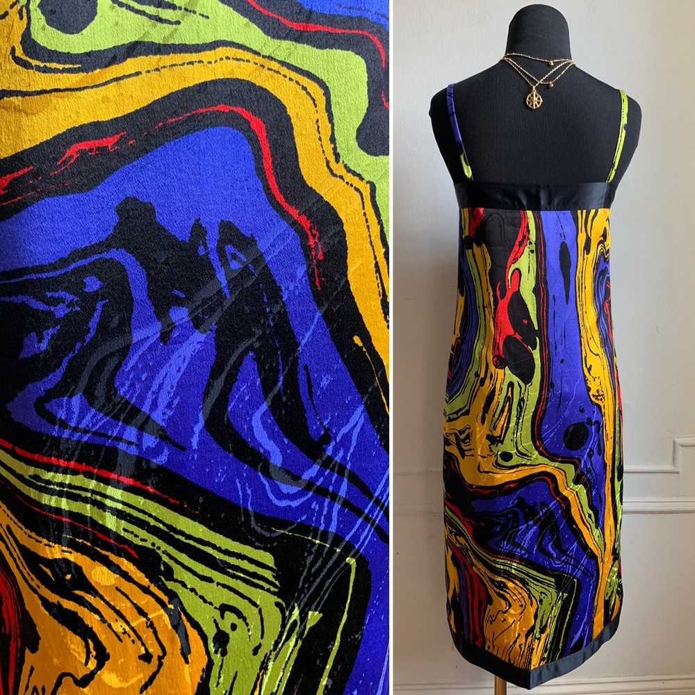 Vintage Gucci 100% Silk Multicolor Marbleized Wra… - image 3