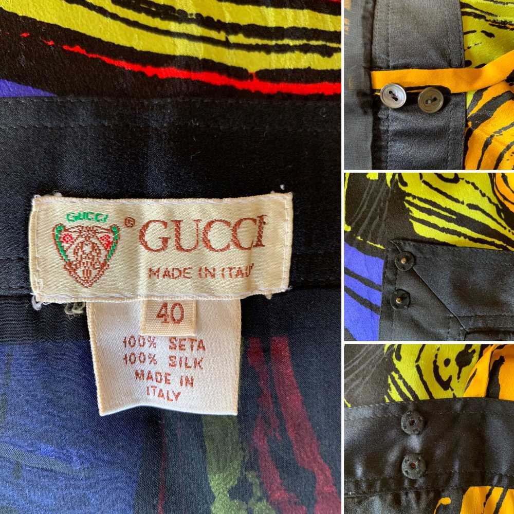 Vintage Gucci 100% Silk Multicolor Marbleized Wra… - image 4