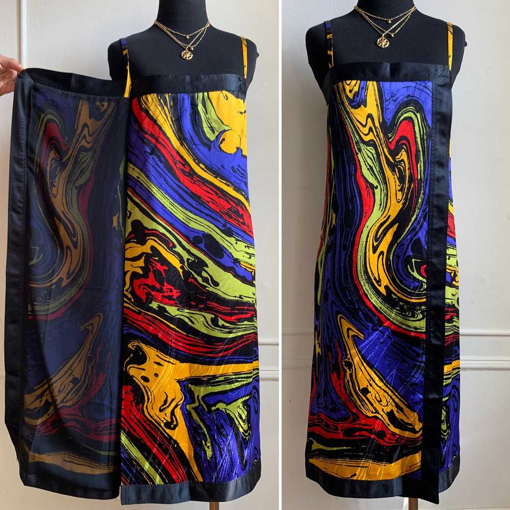 Vintage Gucci 100% Silk Multicolor Marbleized Wra… - image 6