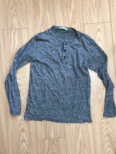 Sandro × Theory × Vintage Sandro linen Henley sma… - image 1