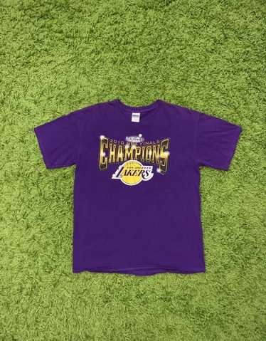 2010 NBA Finals Champions Los Angeles LA Lakers T-Shirt Mens L Gray Gildan  Kobe