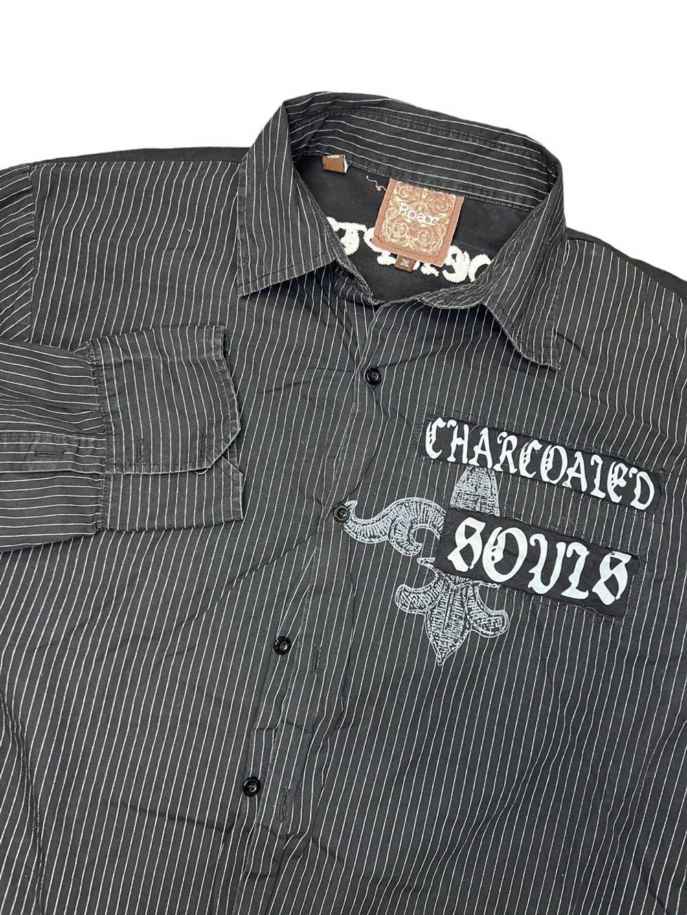 Roar Roar Embroidered Button Up Shirt Black Buckl… - image 1