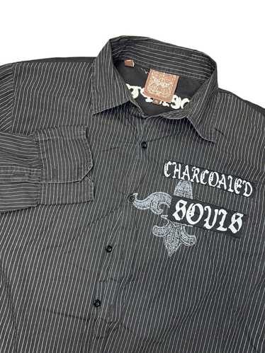 Roar Roar Embroidered Button Up Shirt Black Buckle