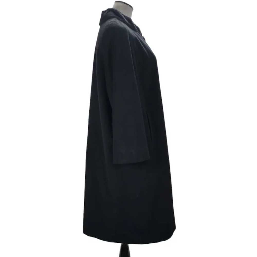70s Black Dress Coat Size L/XL Wool Midi Length 3… - image 2